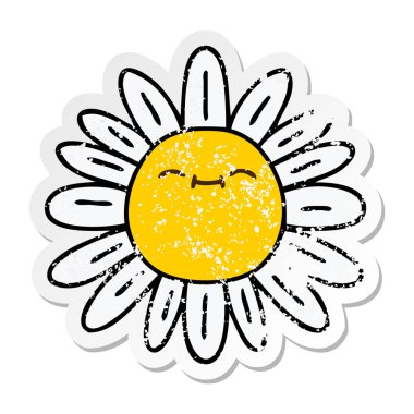 ilginç bir el sıkıntılı etiket karikatür çiçek çizilmiş 