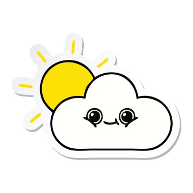 etiket bulutu ve sevimli çizgi güneş