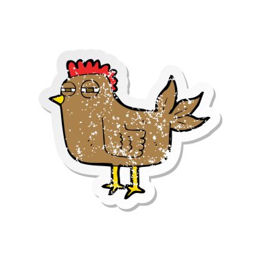 çizgi film kurnaz tavuk Retro sıkıntılı etiket