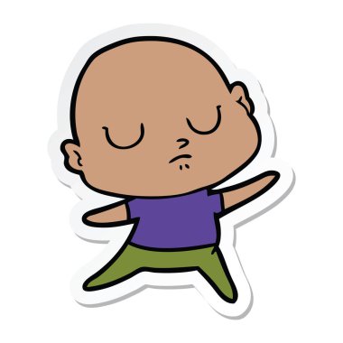 etiket bir karikatür kel adam