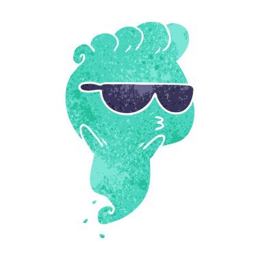 kawaii korkunç hayalet serbest el çekilmiş retro çizgi film