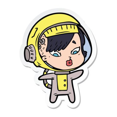 bir çizgi film astronot kadının etiket