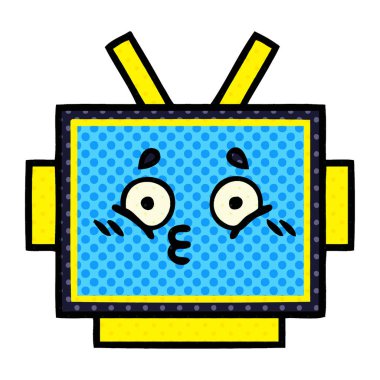 çizgi roman tarzı karikatür bir robot baş