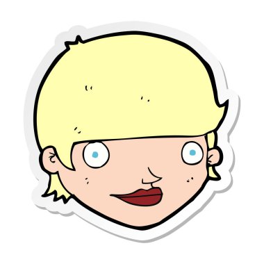 bir karikatür mutlu kadın yüzü etiket