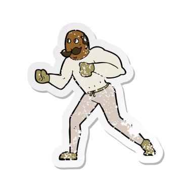 bir çizgi film retro boksör adamın Retro sıkıntılı etiket