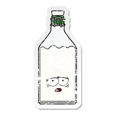 bir çizgi film eski süt şişe sıkıntılı etiket