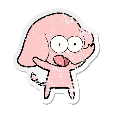 sevimli çizgi fil sıkıntılı etiket