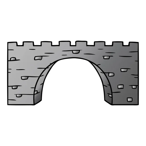 Ręcznie Rysowane Kreskówka Gradientu Kamienny Most — Wektor stockowy
