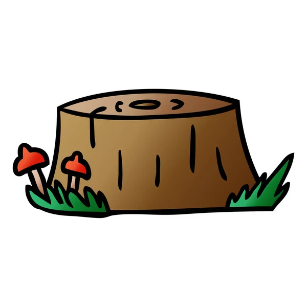 Doodle Desenho Animado Gradiente Desenhado Mão Log Árvore — Vetor de Stock