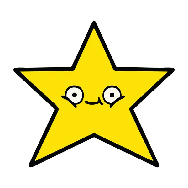 Cute Cartoon Gold Star — Stock Vector