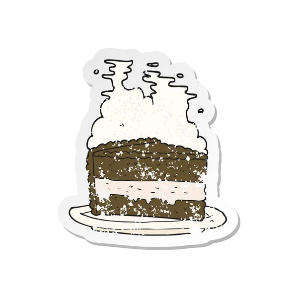 Pegatina retro angustiado de un pastel de dibujos animados — Vector de stock
