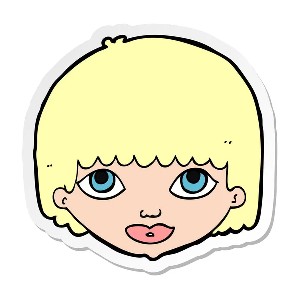 Sticker of a cartoon female face — Stock Vector