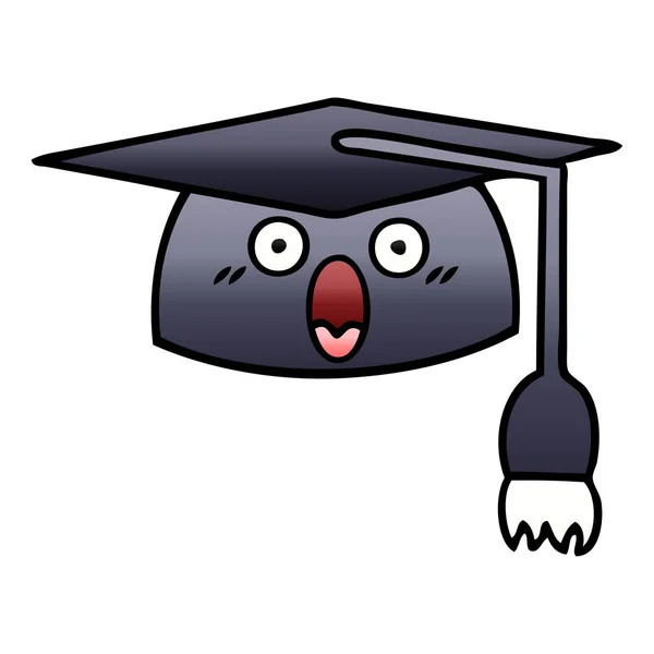 Dégradé Ombre Dessin Animé Chapeau Graduation — Image vectorielle