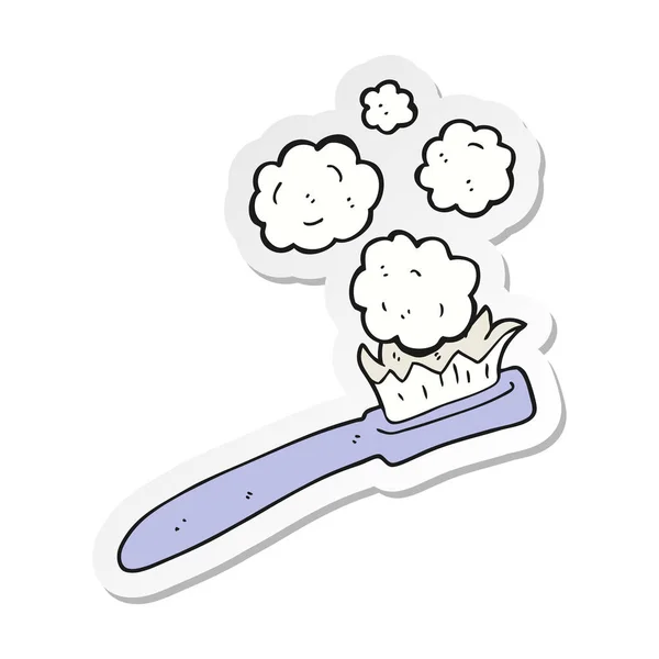 Etiqueta Uma Escova Dentes Desenho Animado — Vetor de Stock