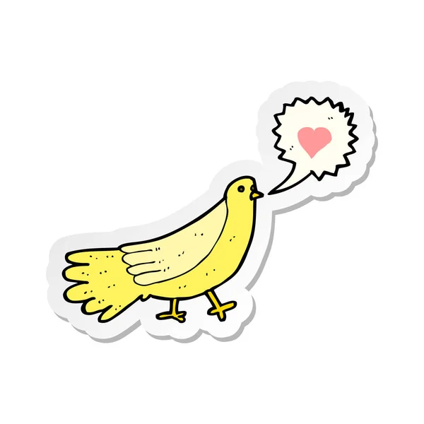 Pegatina de un pájaro de amor de dibujos animados — Vector de stock