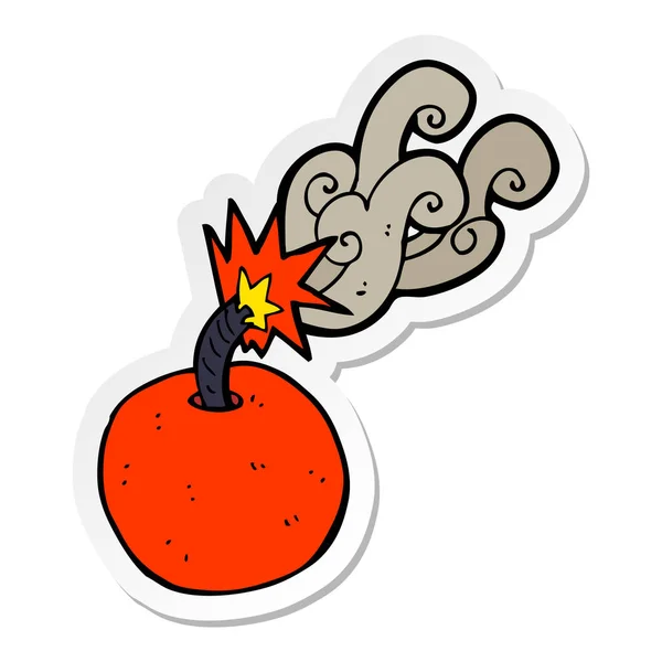 Sticker Cartoon Burning Bomb — Stock Vector