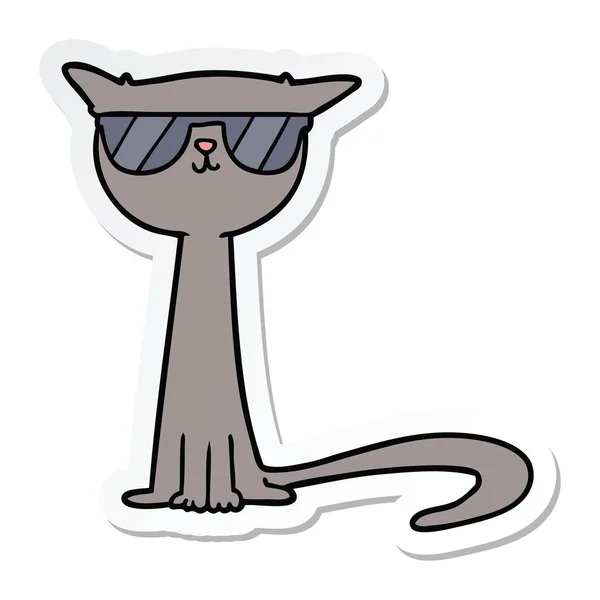 Sticker Voor Een Cartoon Cool Cat — Stockvector