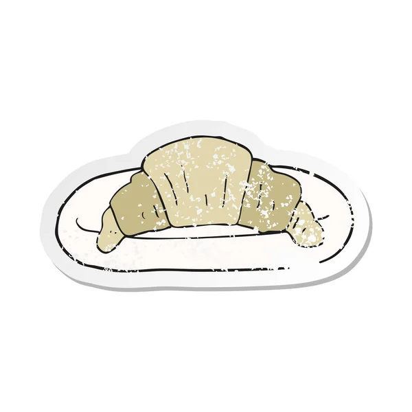 Pegatina Retro Angustiado Croissant Dibujos Animados — Vector de stock