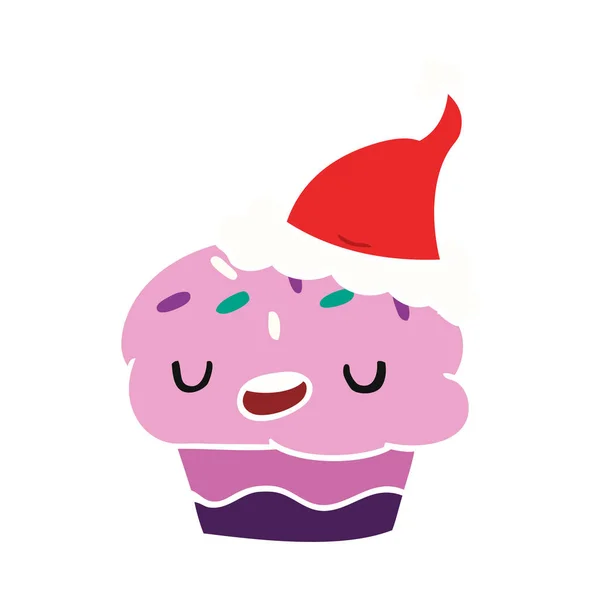 Weihnachtskarikatur von kawaii cupcake — Stockvektor