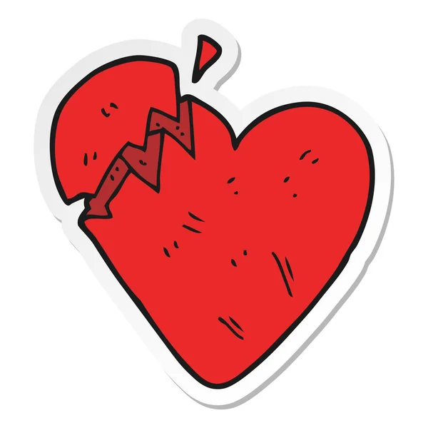 Sticker of a cartoon broken heart — Stock Vector