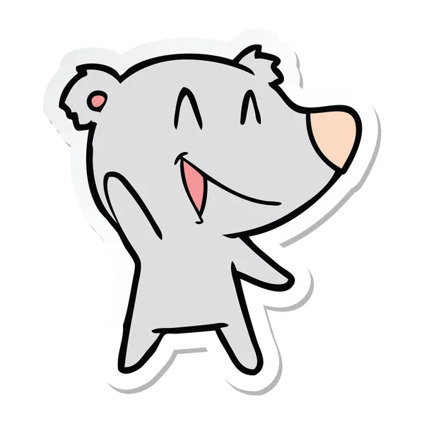 Sticker of a laughing bear cartoon — Stock Vector