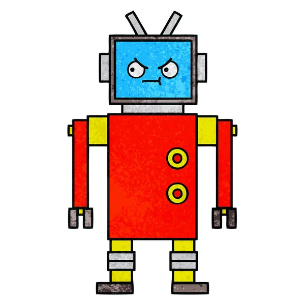 Retro Grunge Texture Cartoon Robot — Stock Vector