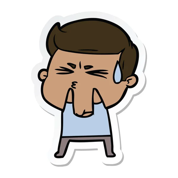 Sticker Cartoon Man Sweating — Stock Vector