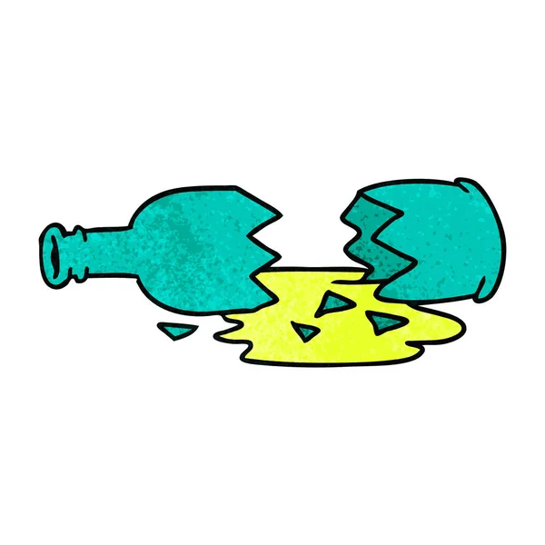 Textured cartoon doodle of a broken bottle — Stock Vector