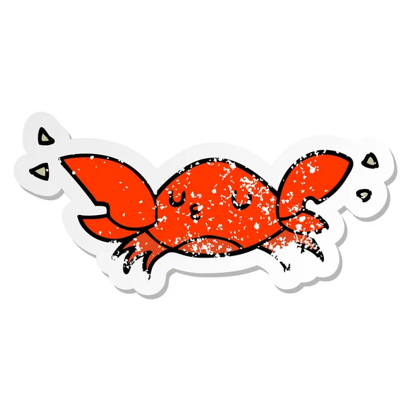 Distressed Sticker Cartoon Crab — Stock Vector