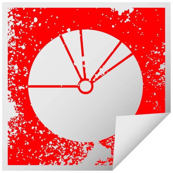 Distressed Square Peeling Sticker Symbol Pie Chart — Stock Vector