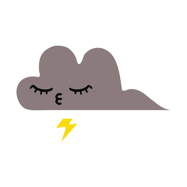 扁平的颜色复古卡通的风暴云 — 图库矢量图片