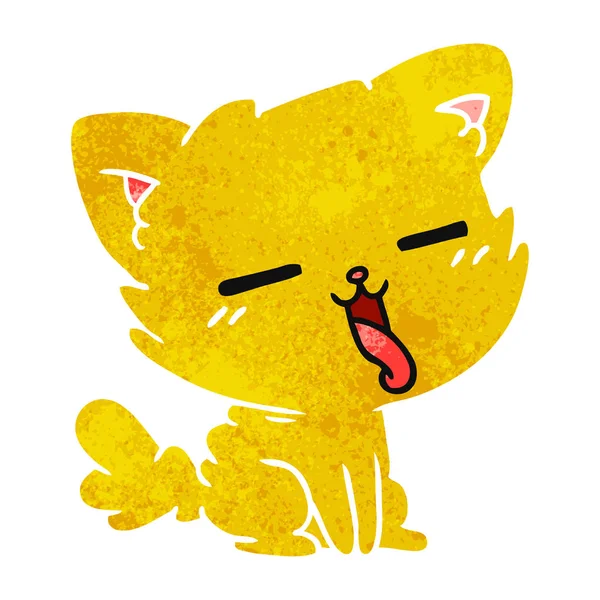 Retro cartoon of cute kawaii cat — Stock Vector