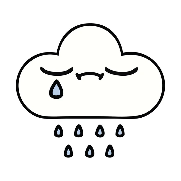 Schattige Cartoon Van Een Wolk Regen — Stockvector