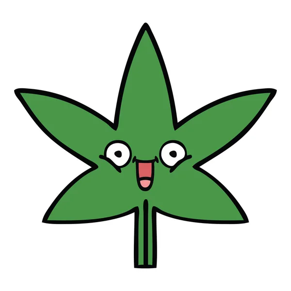 Linda hoja de marihuana de dibujos animados — Vector de stock