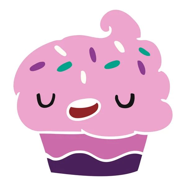 Desenho animado kawaii de um cupcake bonito — Vetor de Stock