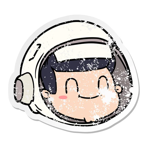 Aufkleber mit einem Astronautengesicht aus Cartoon — Stockvektor