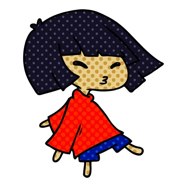 Cartoon Illustration Eines Niedlichen Kawaii Mädchens — Stockvektor