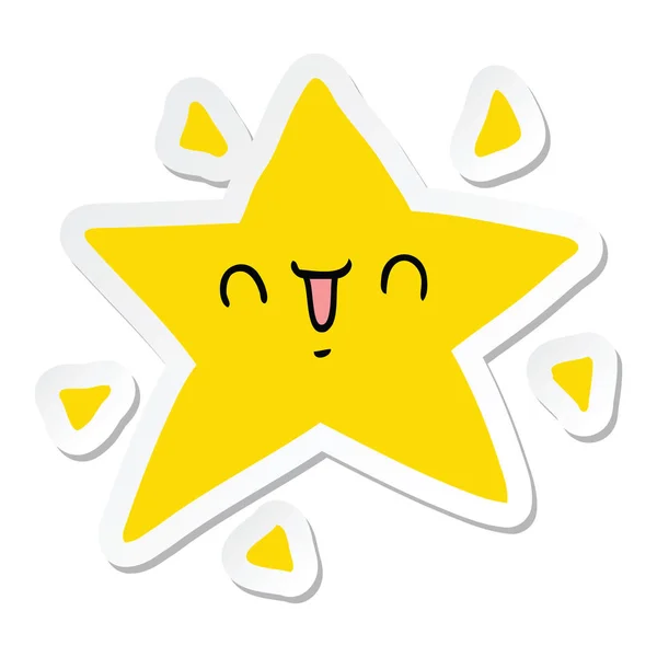 Pegatina Una Estrella Feliz Dibujos Animados — Vector de stock