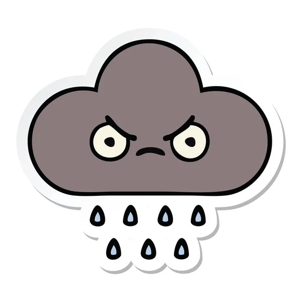 かわいい漫画の嵐雨の雲のステッカー — ストックベクタ