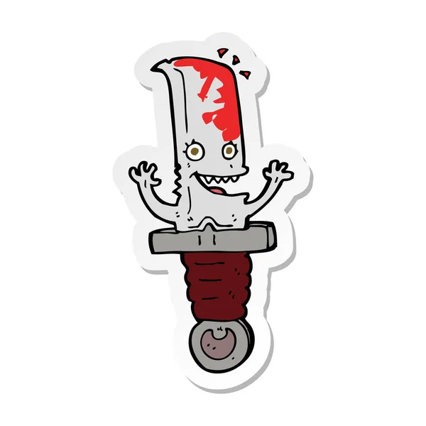 Pegatina de un personaje loco cuchillo de dibujos animados — Vector de stock