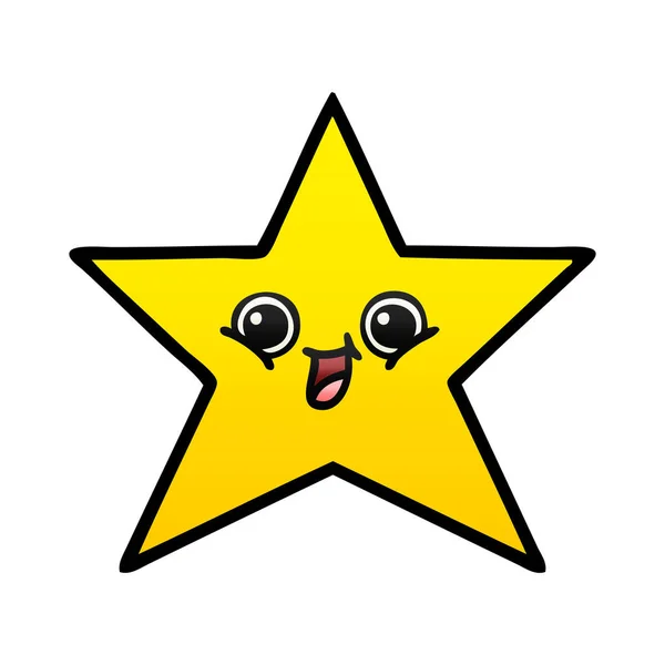 Dibujo Animado Degradado Sombreado Una Estrella Oro — Vector de stock