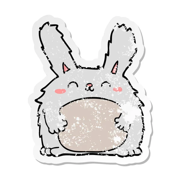 Autocollant Affligé Lapin Fourrure Dessin Animé — Image vectorielle