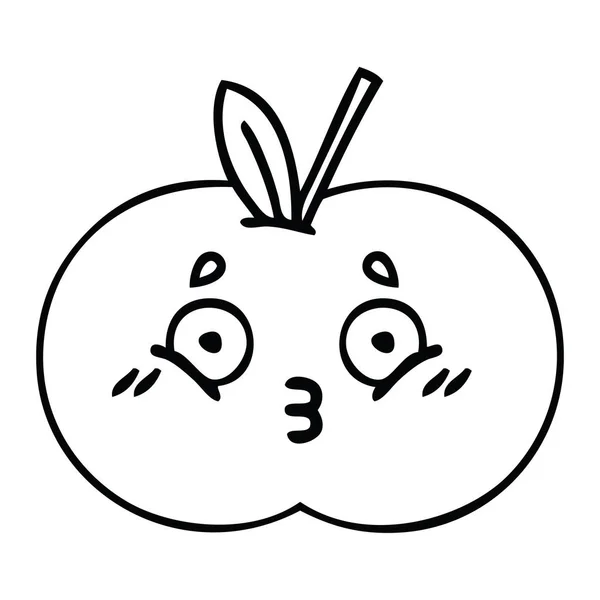 Dessin Trait Dessin Animé Une Pomme Rouge — Image vectorielle