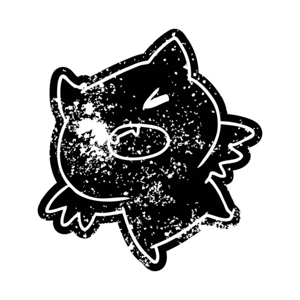 Grunge-Ikone einer niedlichen Kawaii-Fledermaus — Stockvektor