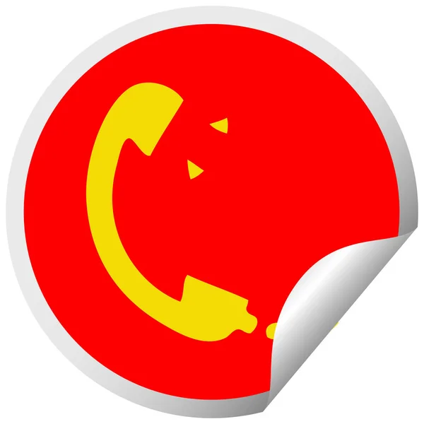 Circulaire Peeling Sticker Cartoon Van Een Telefoonhoorn — Stockvector