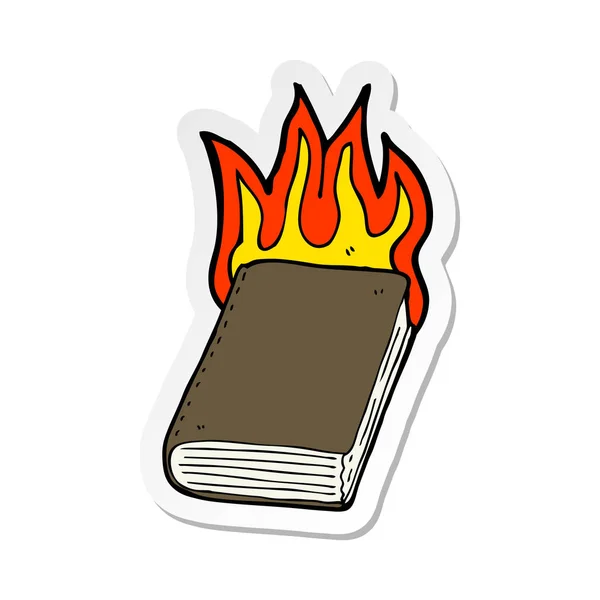 Sticker Cartoon Burning Book — Stock Vector