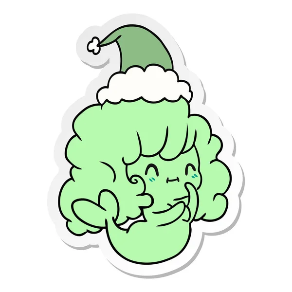 Dibujado Mano Pegatina Navidad Dibujos Animados Fantasma Kawaii — Vector de stock