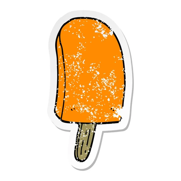 Verontruste Sticker Van Een Cartoon Ice Lolly — Stockvector