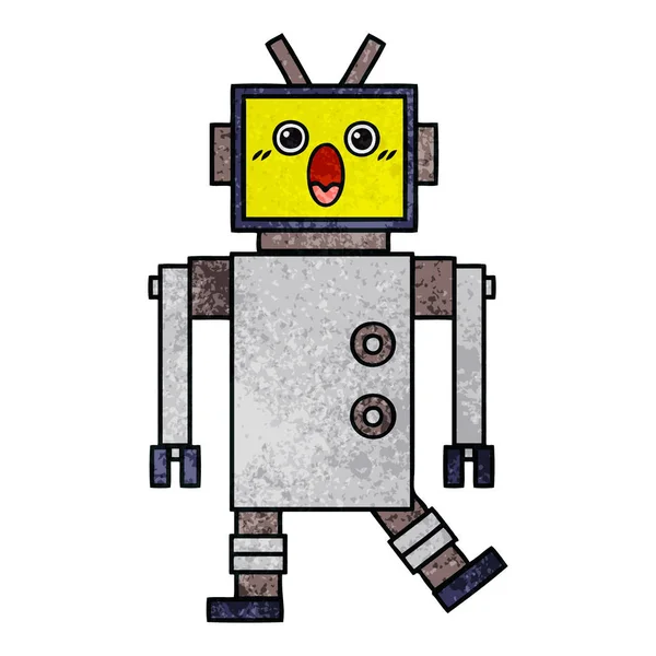 Robot dessin animé texture grunge rétro — Image vectorielle