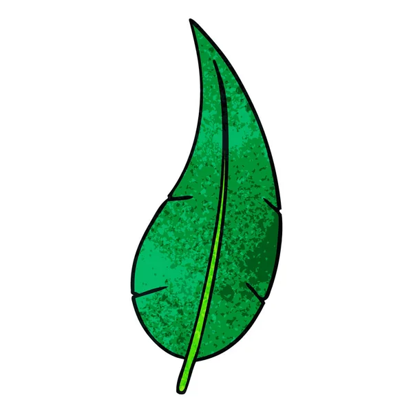 Teksturowane kreskówka doodle zielony liść długi — Wektor stockowy